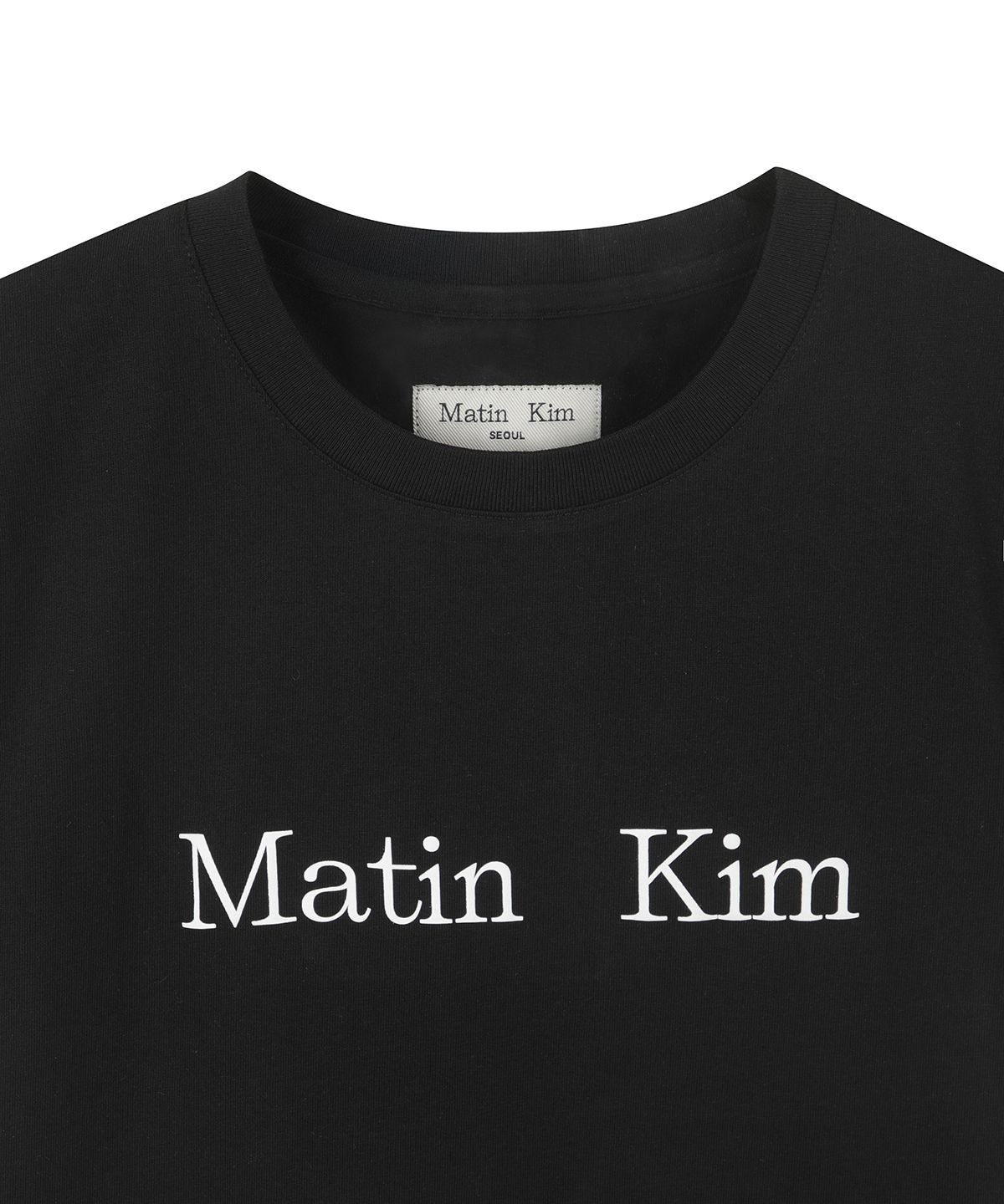 마뗑킴(MATIN KIM) MATIN KIM LOGO CROP TOP IN BLACK