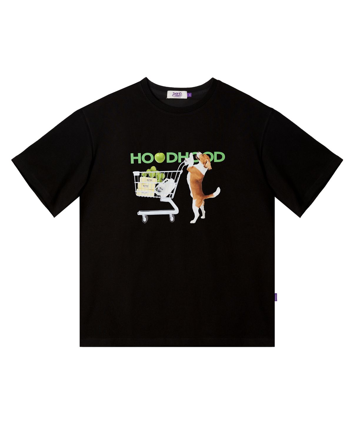 후드후드(HOODHOOD) 비글 인 더 마켓 반팔티셔츠 블랙