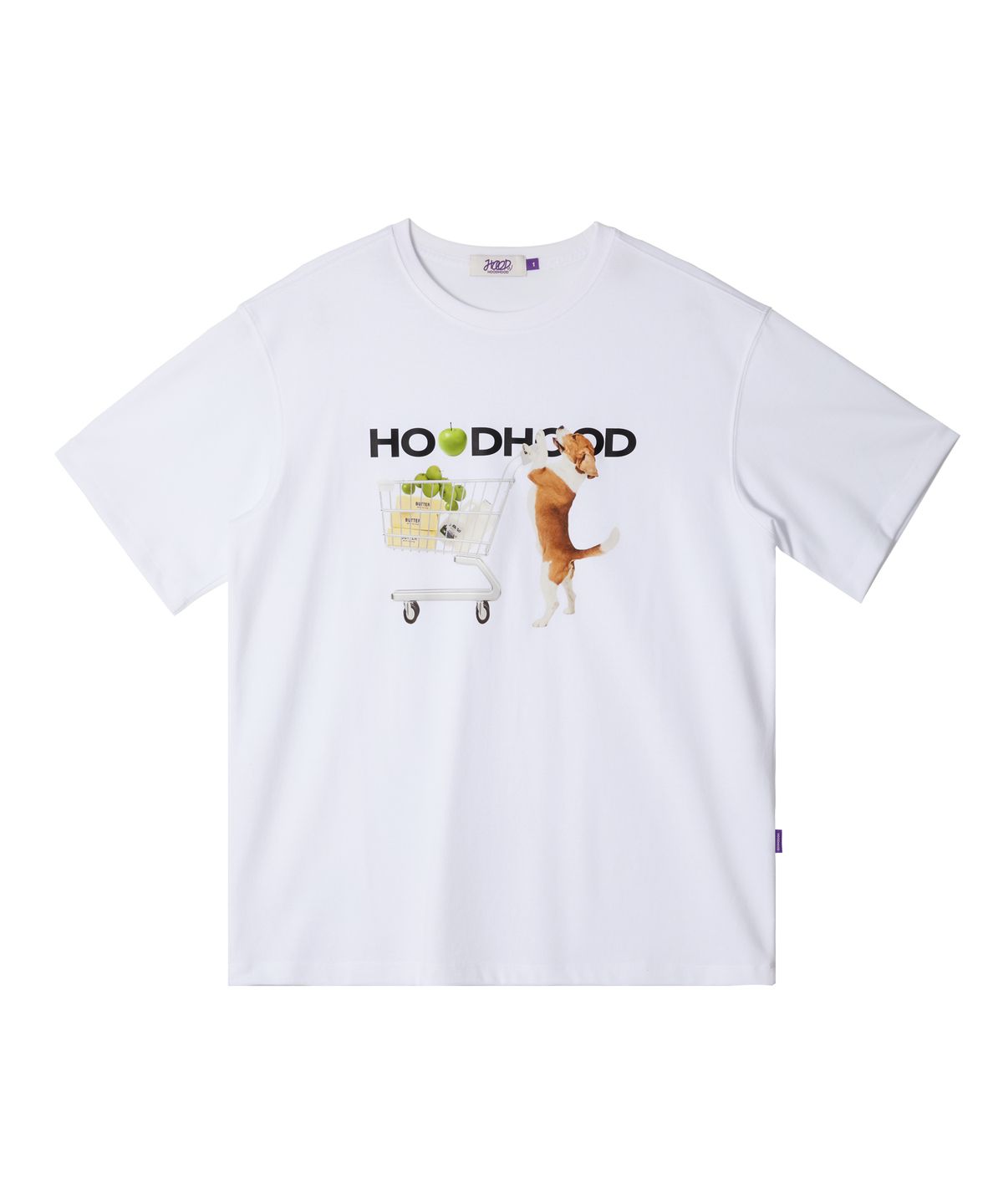 후드후드(HOODHOOD) 비글 인 더 마켓 반팔티셔츠 화이트