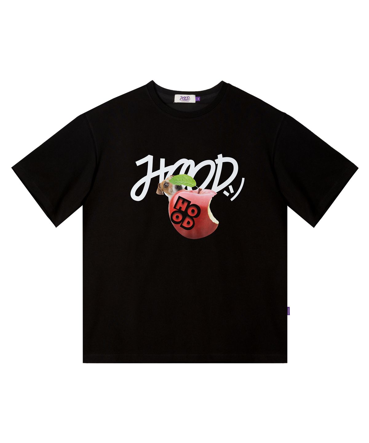 후드후드(HOODHOOD) 애플 앤 비글 로고 반팔티셔츠 블랙