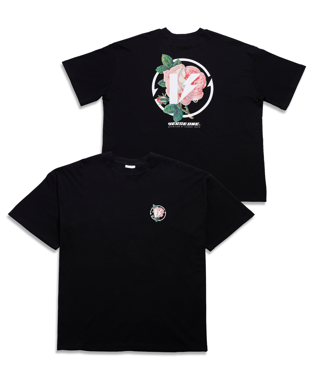 벌스원(VERSE ONE) FLOWER SYMBOL LOGO T-SHIRTS BLACK