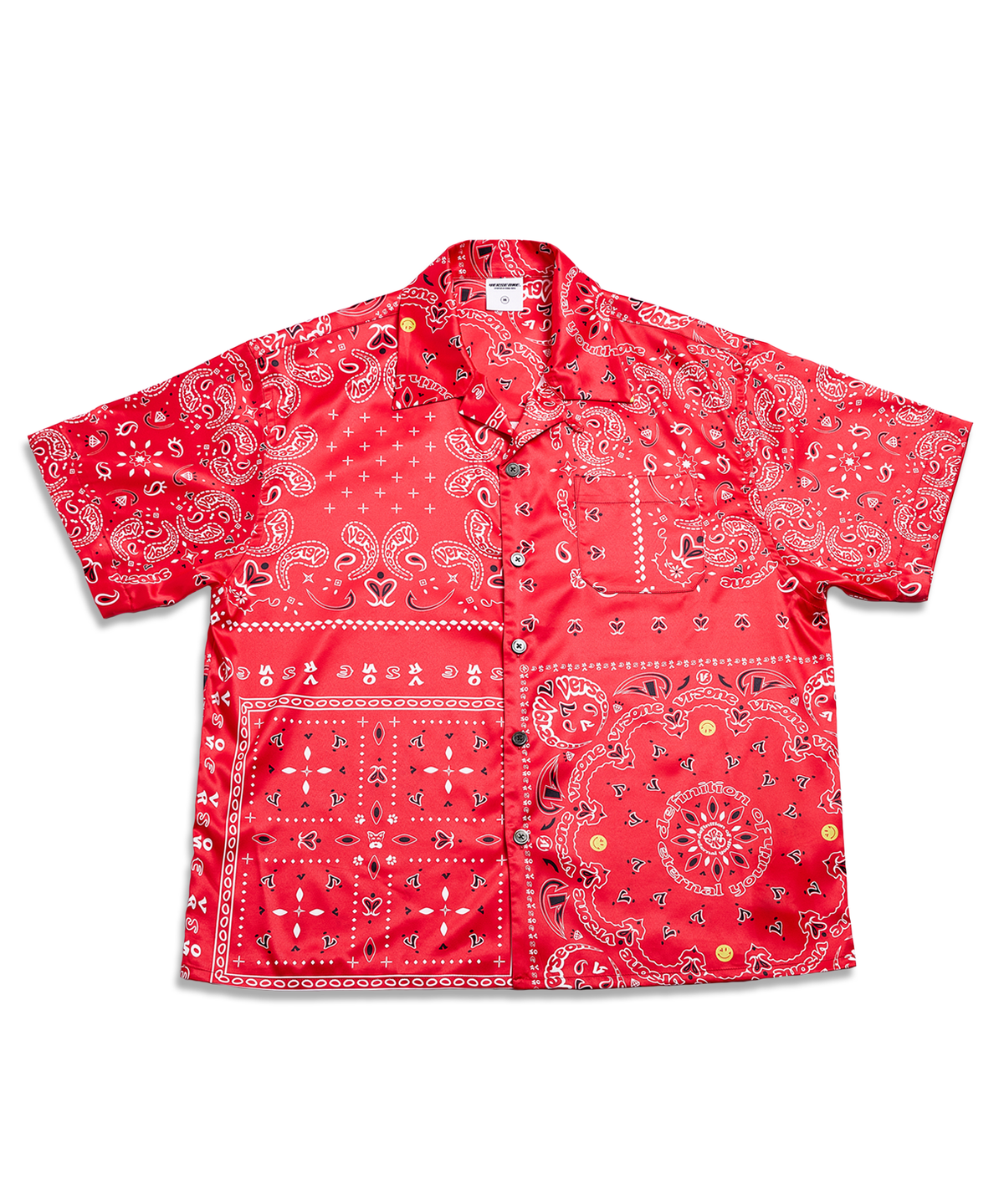 벌스원(VERSE ONE) OVER FIT PAISLEY S/S SPANDEX SHIRTS RED