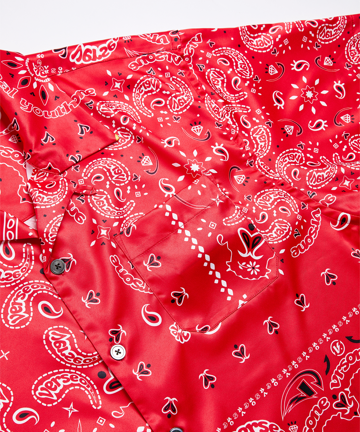 벌스원(VERSE ONE) OVER FIT PAISLEY S/S SPANDEX SHIRTS RED