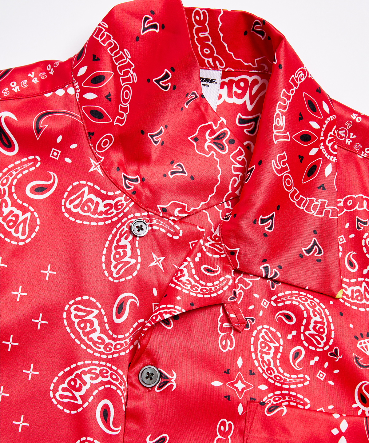 벌스원(VERSE ONE) OVER FIT PAISLEY S/S SPANDEX SHIRTS RED