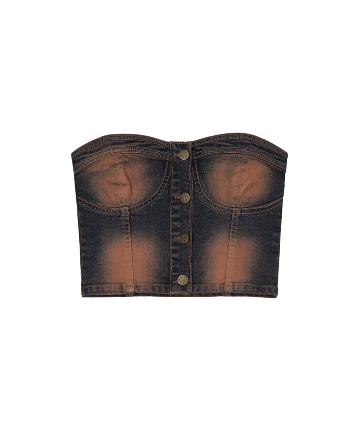 락케이크(ROCKCAKE) Washing Denim Tube Top - Brown