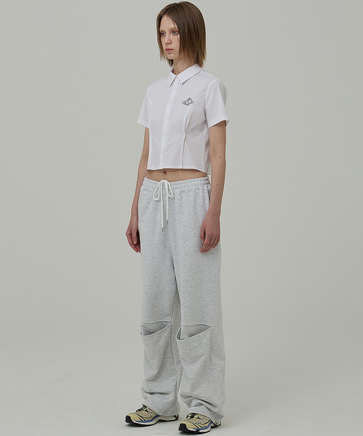 플라즈마스페어(PLASMA SPHERE) SLIT PANTS IN GREY(와이드 팬츠)