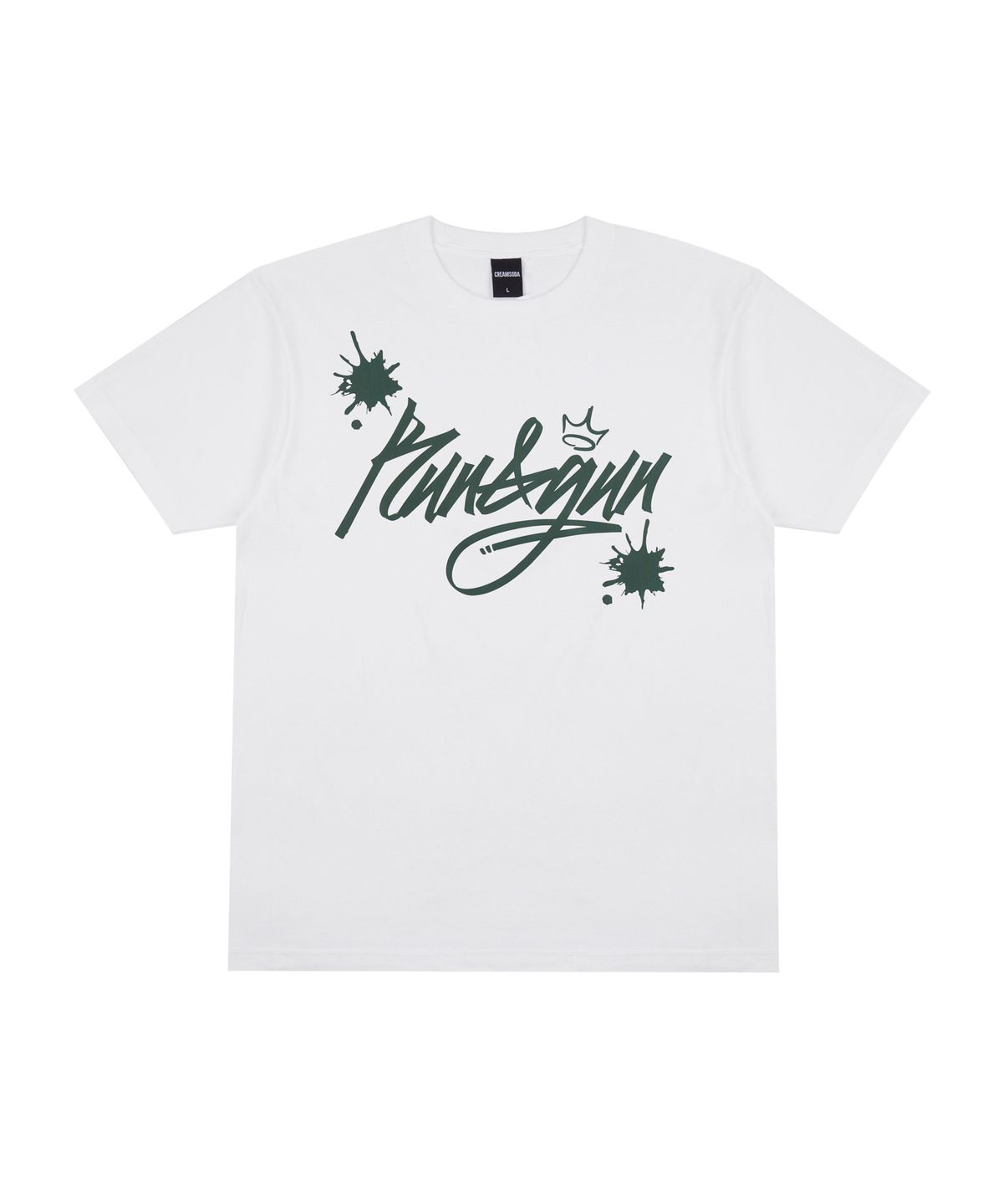크림소다랩(CREAM SODA LAB) 런앤건 반팔티 화이트 그린