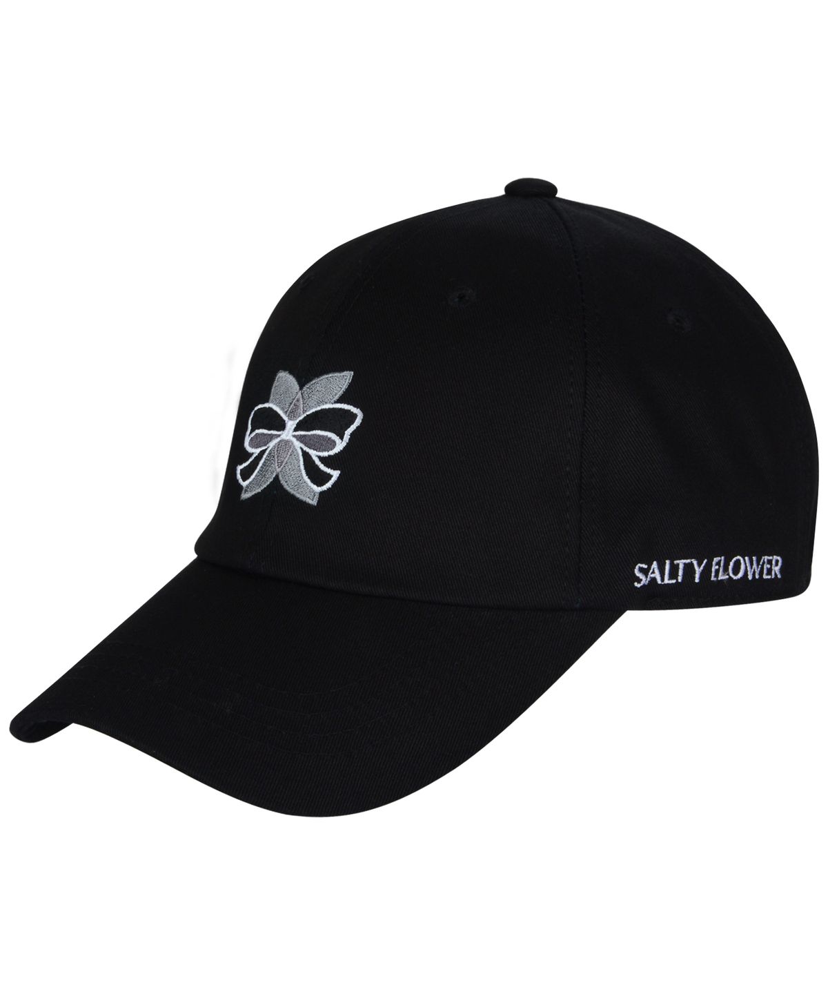 솔티플라워(SALTY FLOWER) 블랙 리본 자수 시그니처 캡 블랙