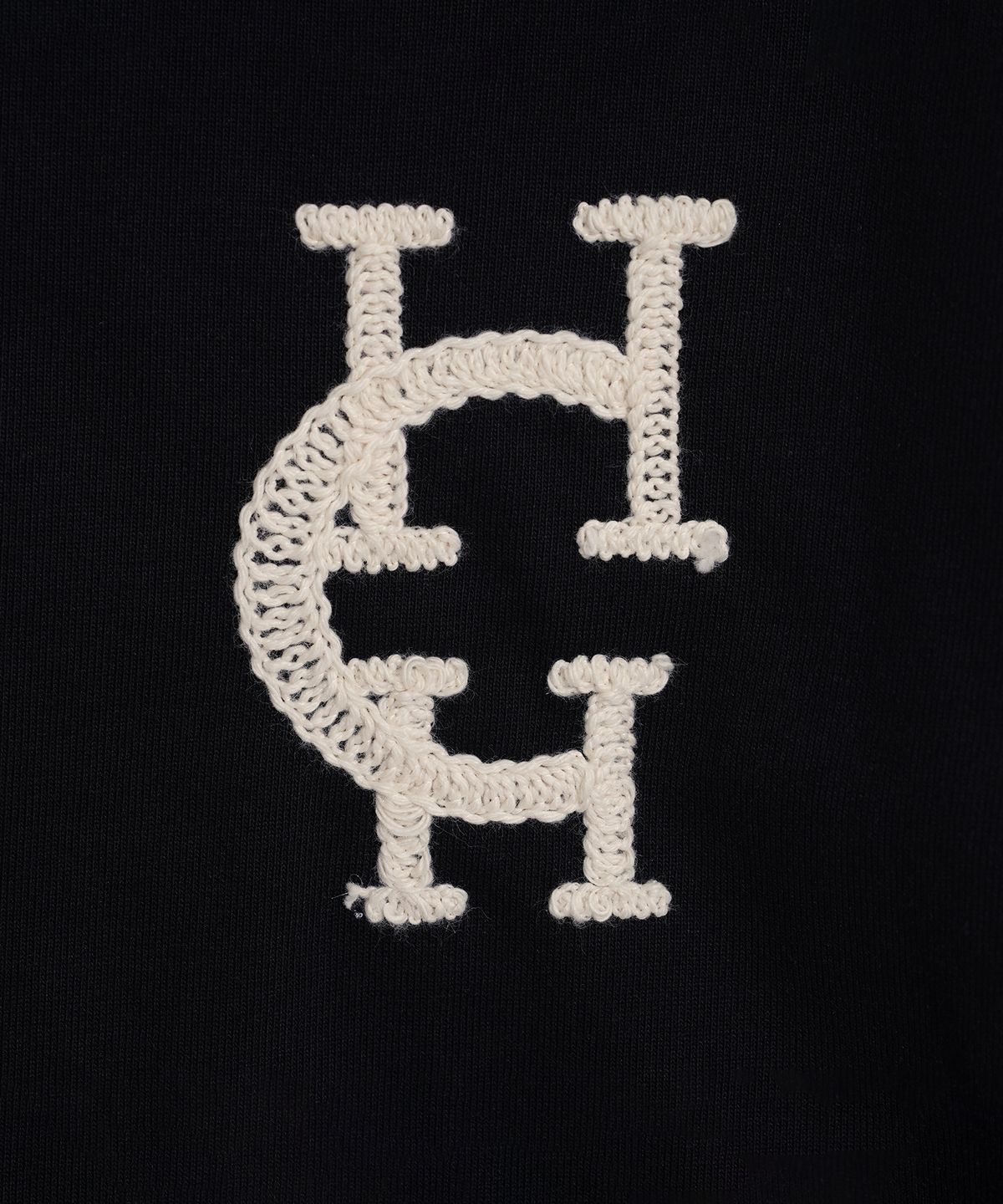 하드코어 해피니스(HARDCORE HAPPINESS) HCH 자수 크롭 티셔츠_BLACK