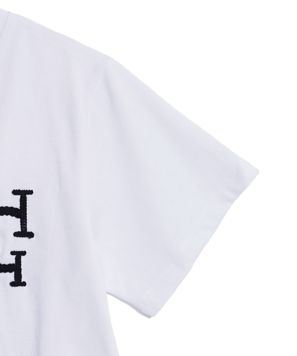 하드코어 해피니스(HARDCORE HAPPINESS) HCH 자수 크롭 티셔츠_WHITE