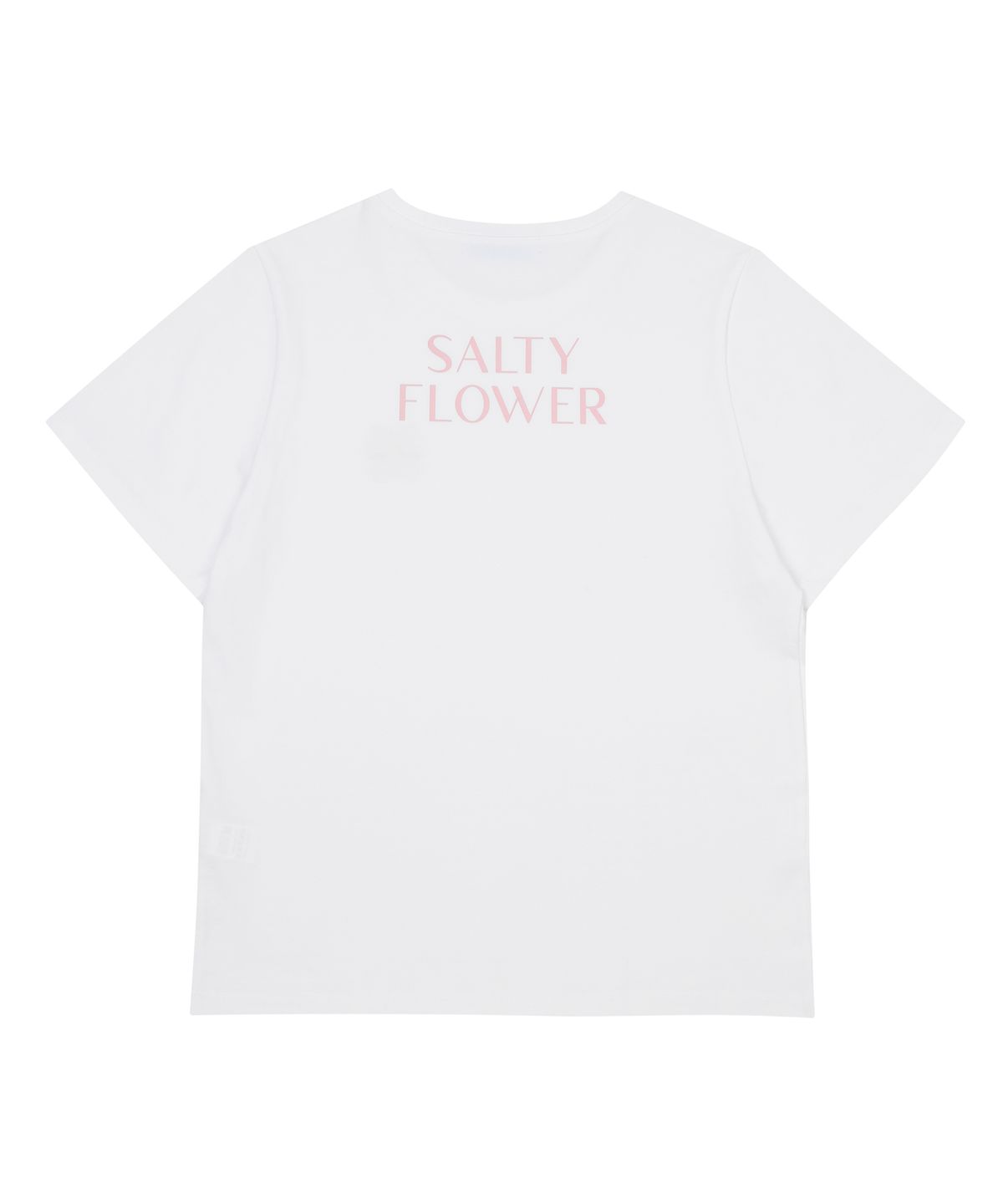 솔티플라워(SALTY FLOWER) 핑크 리본 자수 시그니처 반팔 화이트