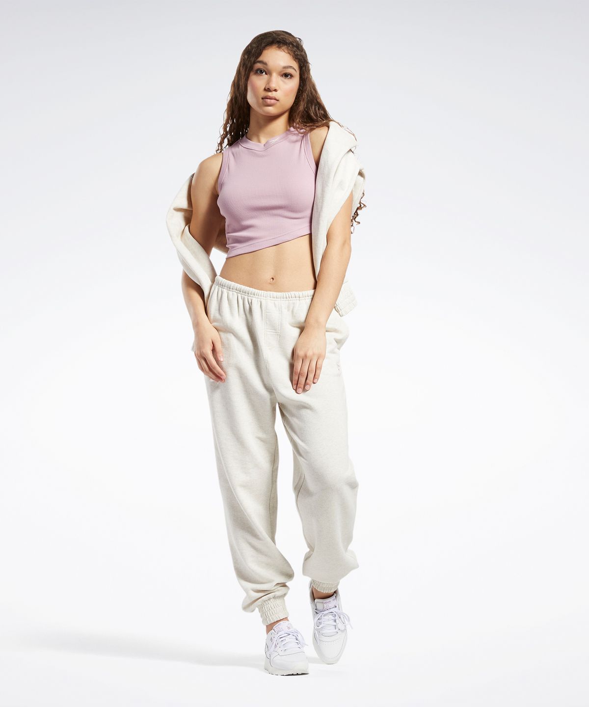 리복(REEBOK) CL WDE CROPPED RIB TANK TOP - 라이트 핑크 / HK4929
