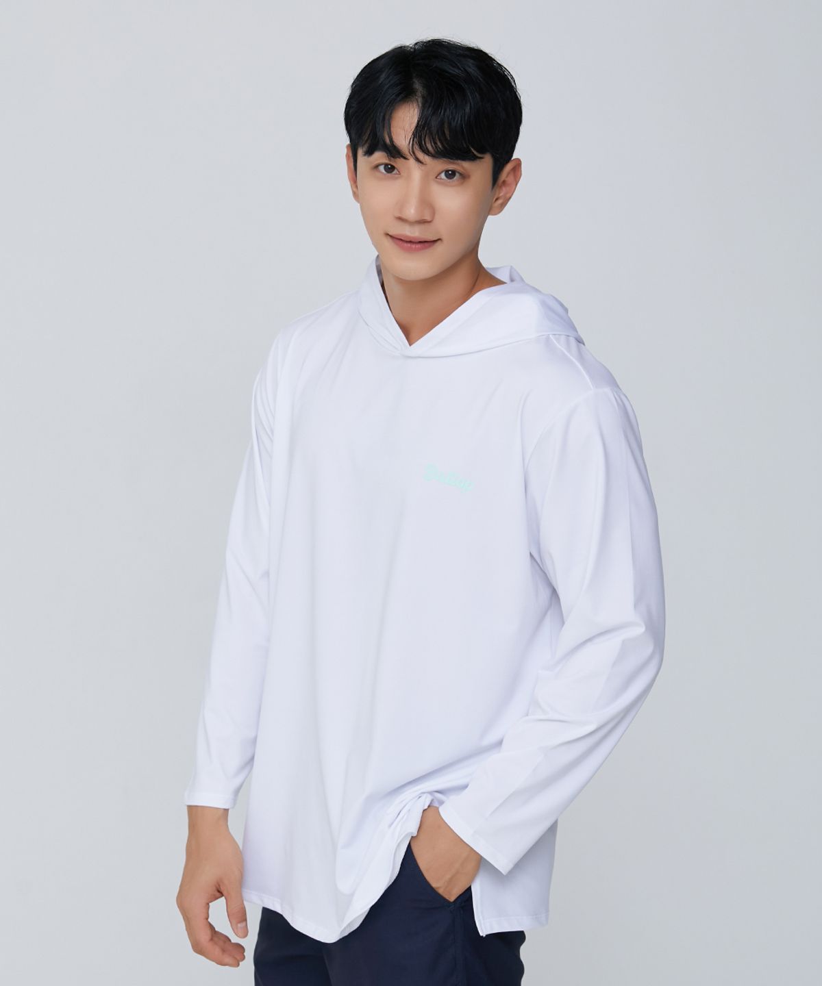 밸롭(BALLOP) 임팩트 세미오버 후드티셔츠 래쉬가드 화이트