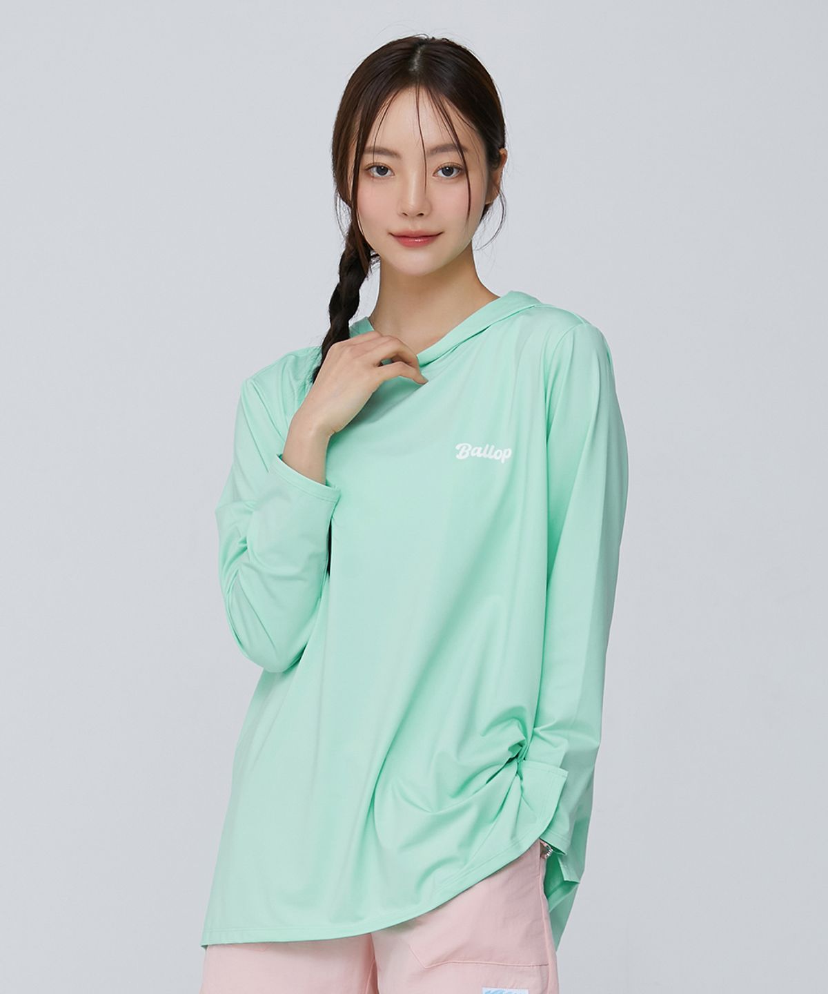 밸롭(BALLOP) 임팩트 세미오버 후드티셔츠 래쉬가드 민트