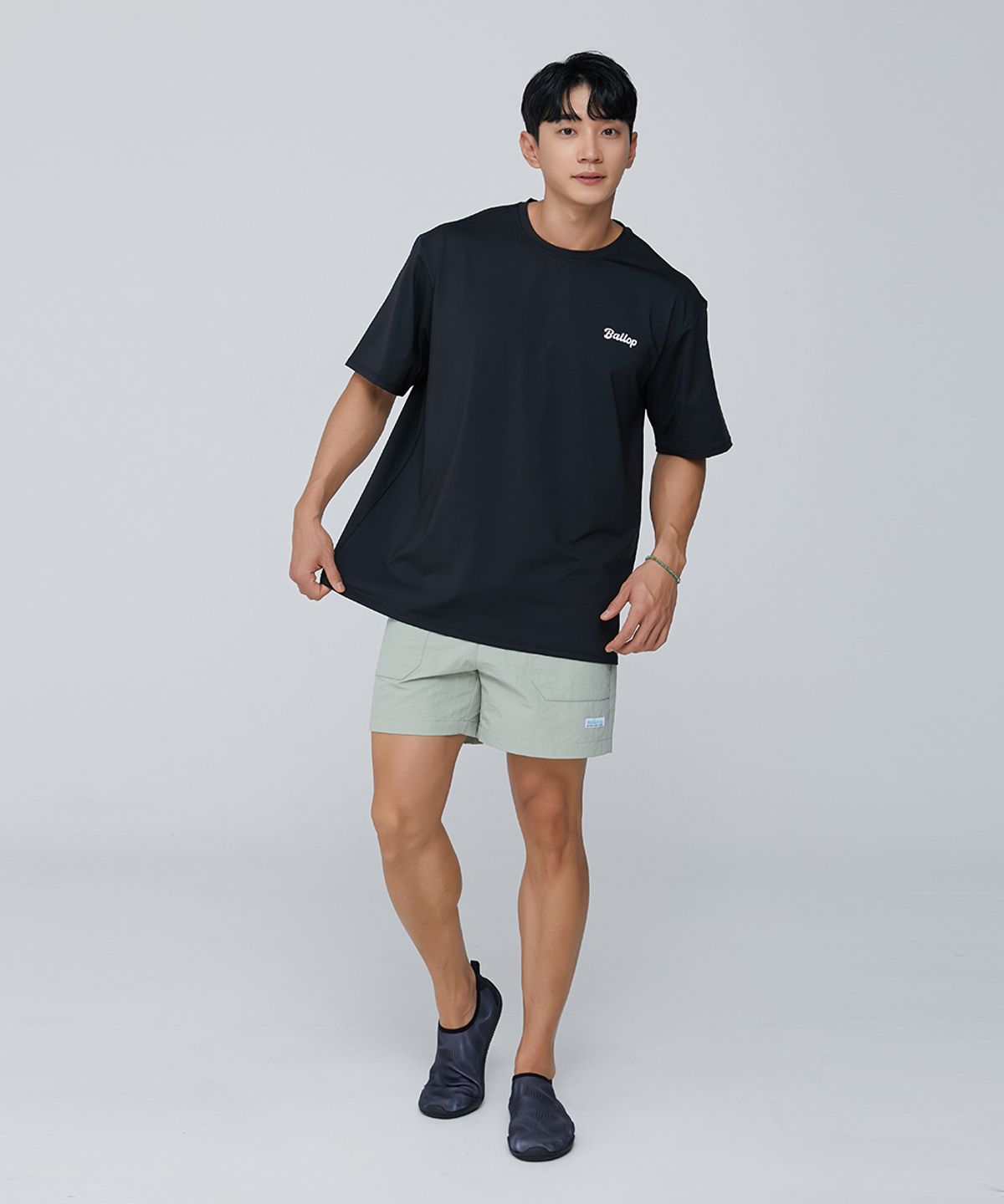 밸롭(BALLOP) 임팩트 세미오버 숏슬리브 래쉬가드 블랙