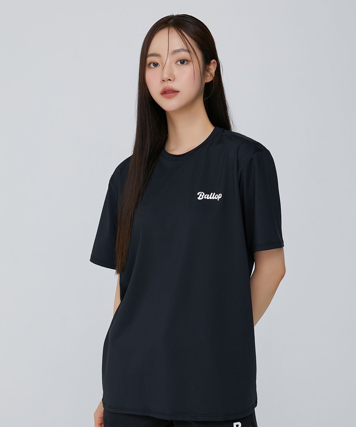 밸롭(BALLOP) 임팩트 세미오버 숏슬리브 래쉬가드 블랙