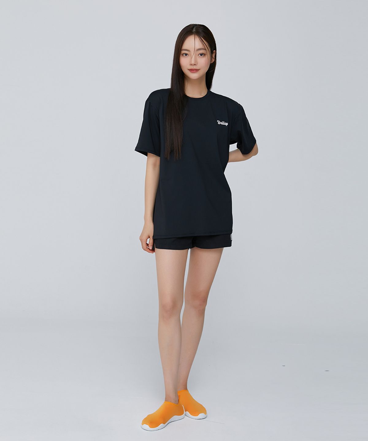 밸롭(BALLOP) 임팩트 세미오버 숏슬리브 래쉬가드 블랙