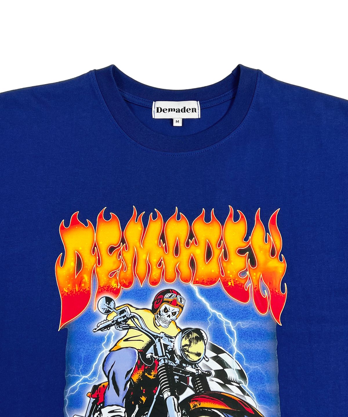 디메이든(DEMADEN) SKULL MOTORCYCLE GANG 1/2 T-SHIRT BLUE
