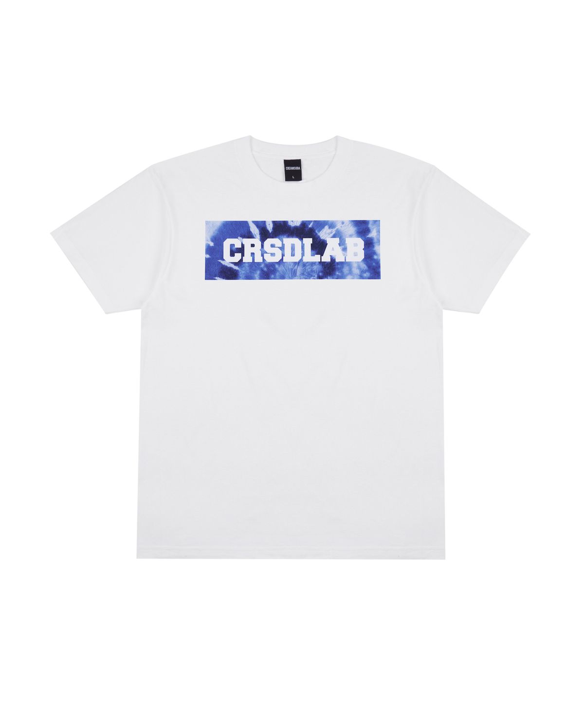 크림소다랩(CREAM SODA LAB) 크림소다랩 타이다이 박스 반팔티 화이트 블루