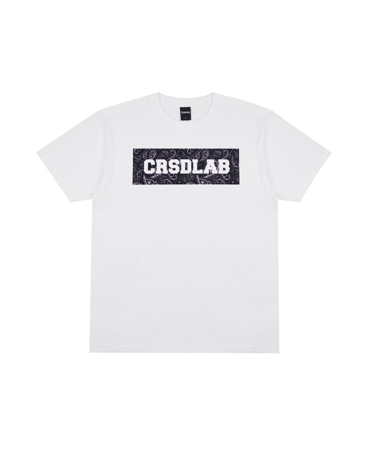 크림소다랩(CREAM SODA LAB) 크림소다랩 페이즐리 박스 반팔티 화이트 블랙