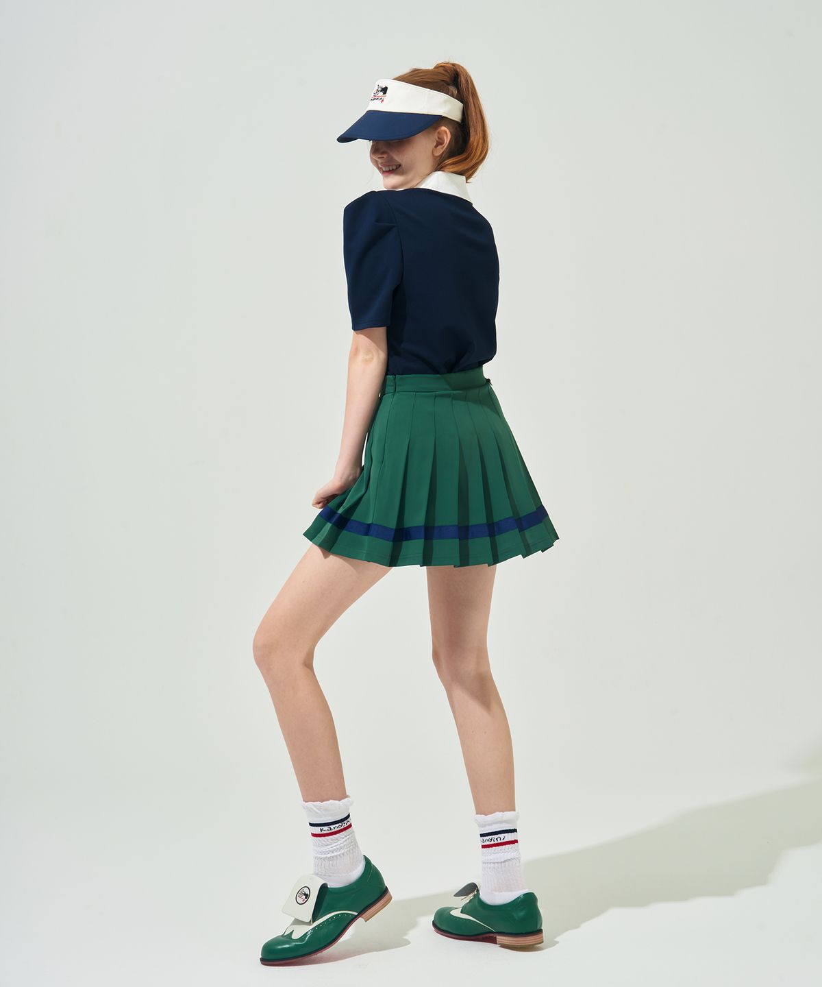 칸디니(KANDINI) 그린 라인 플리츠 스커트