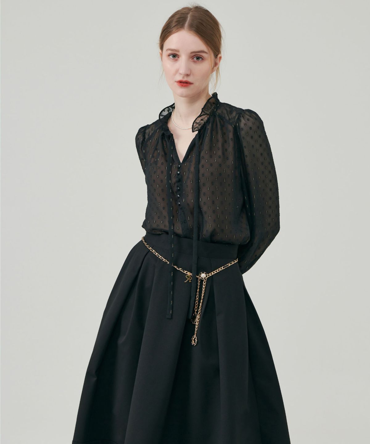 로트르드민(LAUTREDE MIN) Lautre de min Anna Black Flare Skirt