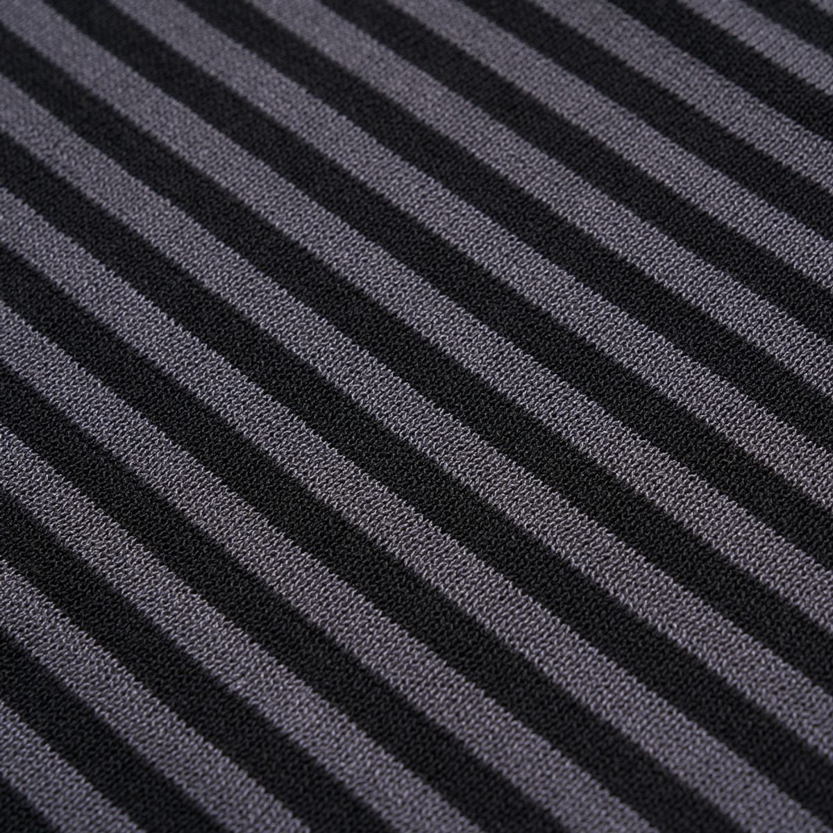 베르노(VERNO) [Casual] Linen Like Short Sleeve Stripe Round Knit Black&Grey