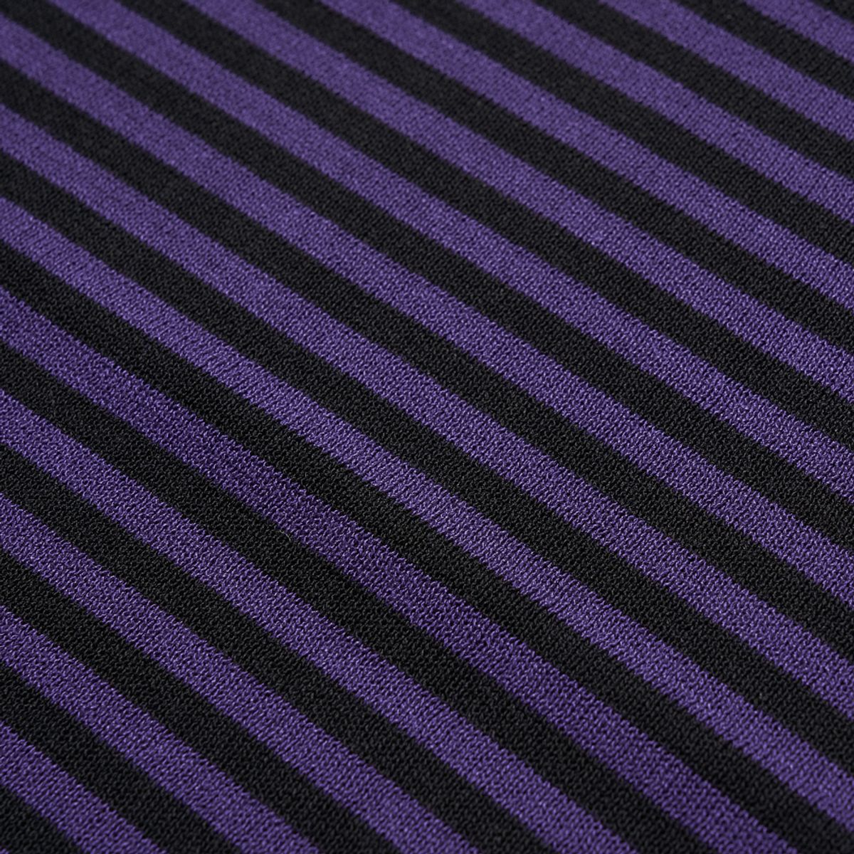 베르노(VERNO) [Casual] Linen Like Short Sleeve Stripe Round Knit Black&Pupple
