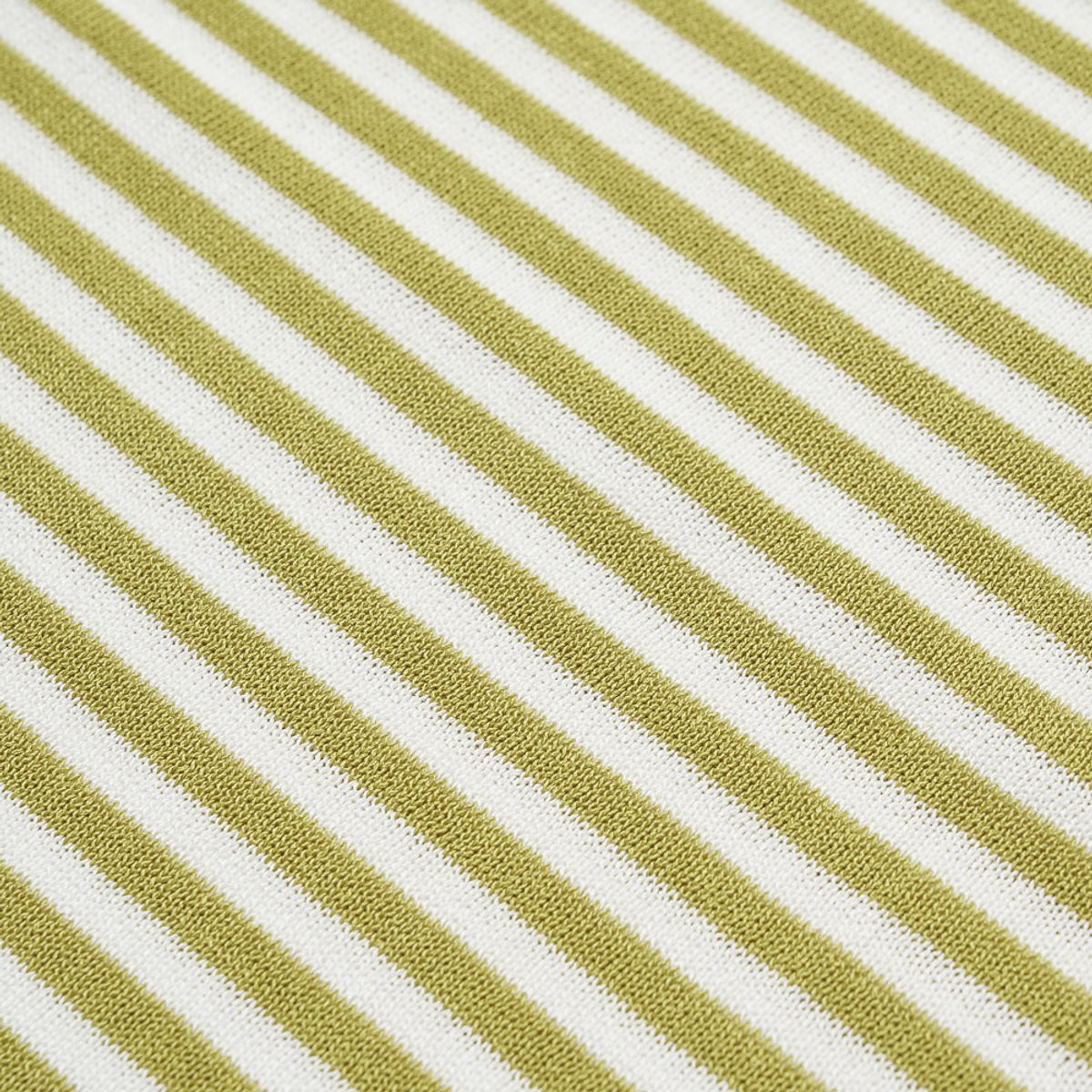 베르노(VERNO) [Casual] Linen Like Short Sleeve Stripe Round Knit Lime&White