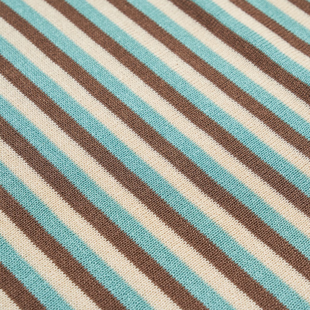 베르노(VERNO) [Casual] Linen Like Short Sleeve Stripe Round Knit Sky blue&Brown&beige