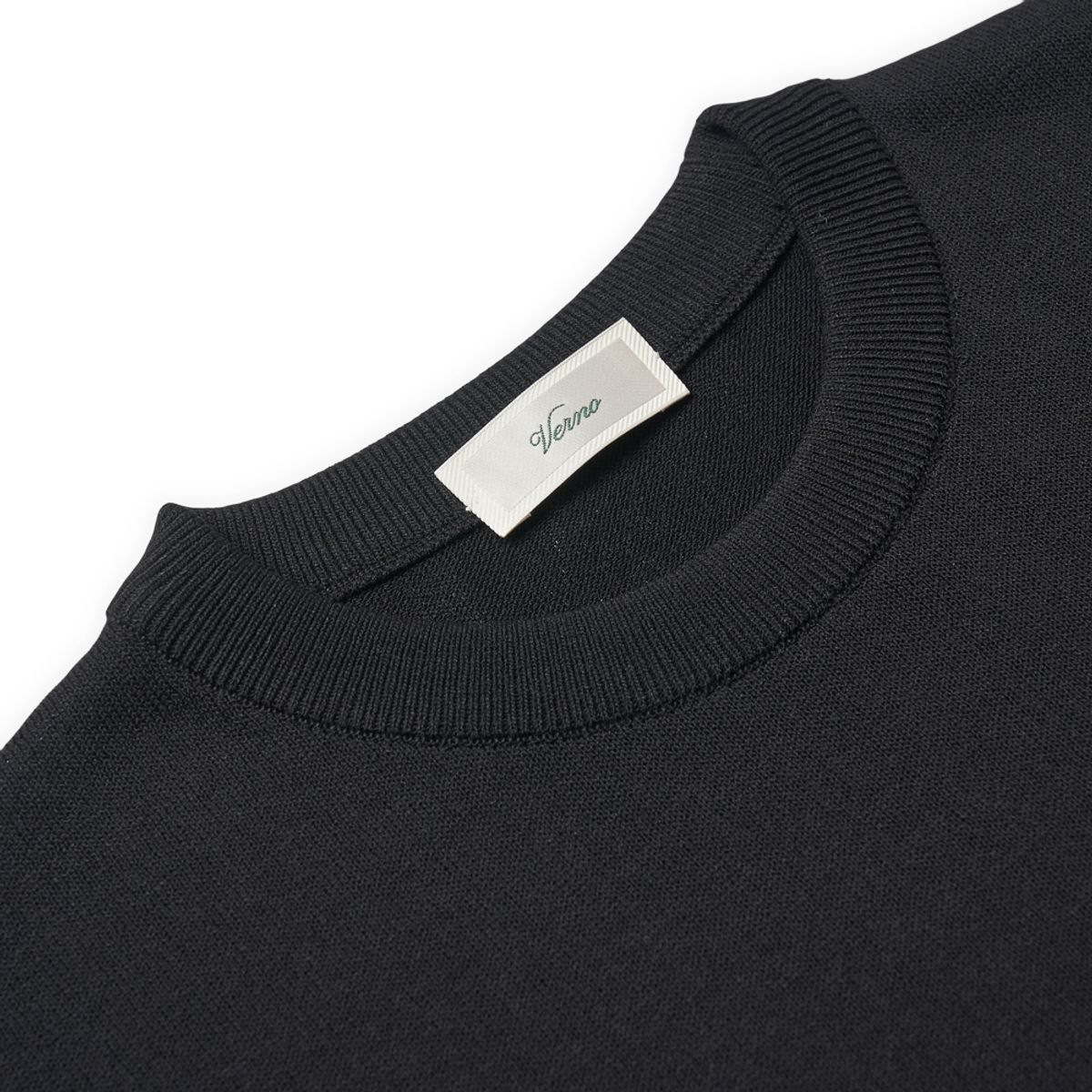 베르노(VERNO) [Casual] Linen like short sleeve round knit black