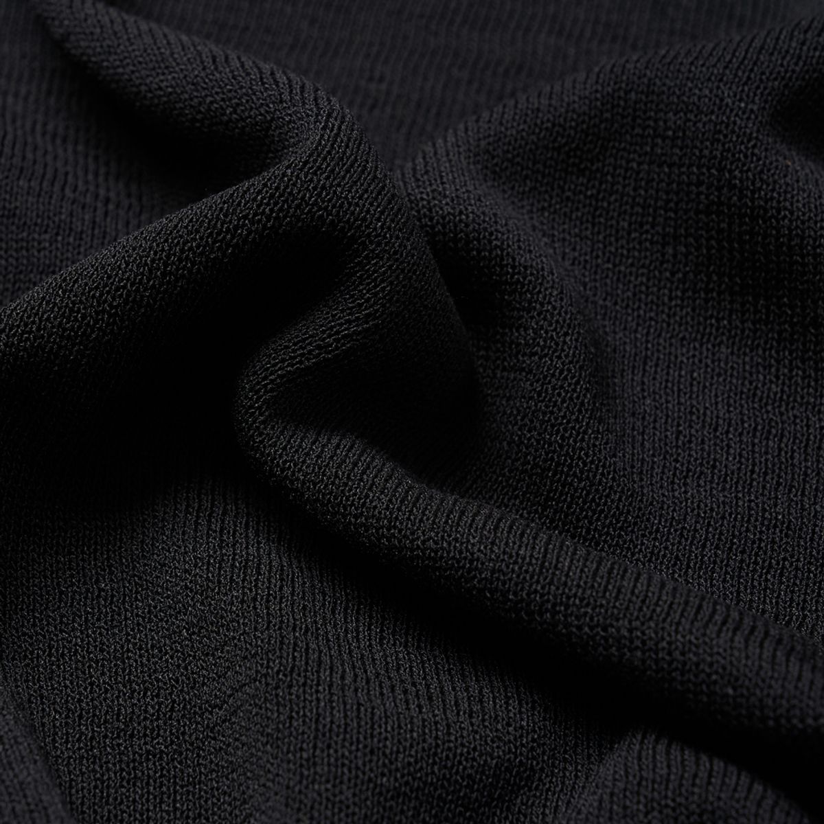 베르노(VERNO) [Casual] Linen like short sleeve round knit black