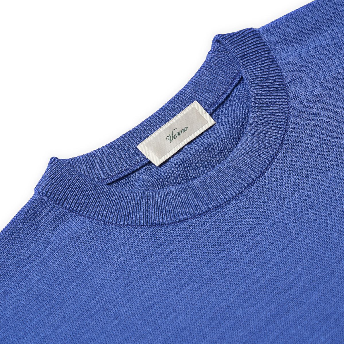 베르노(VERNO) [Casual] Linen like short sleeve round knit Blue