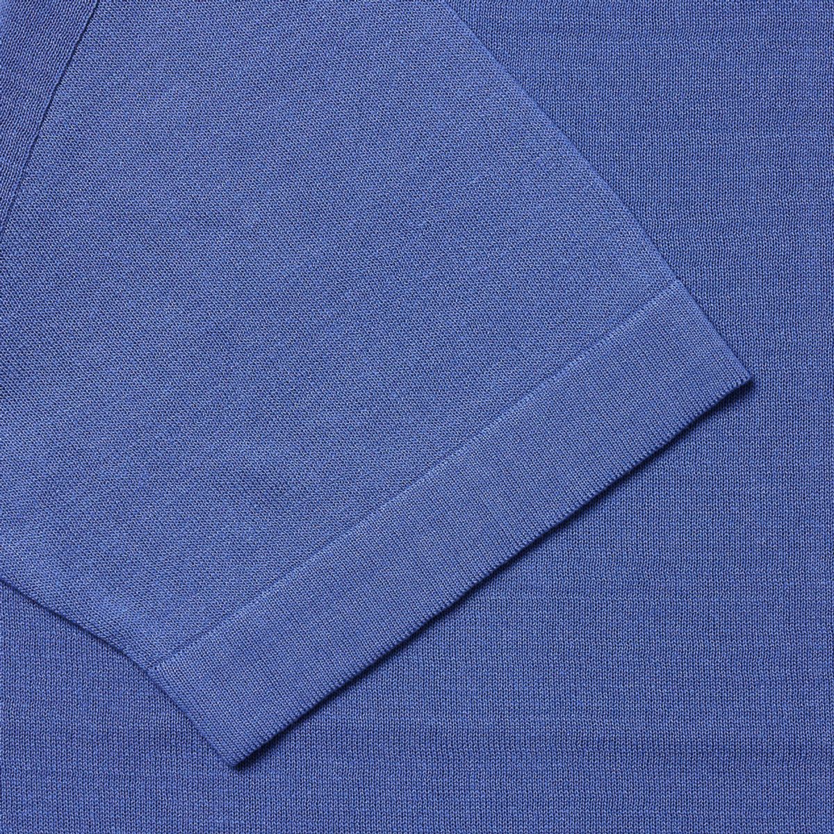 베르노(VERNO) [Casual] Linen like short sleeve round knit Blue