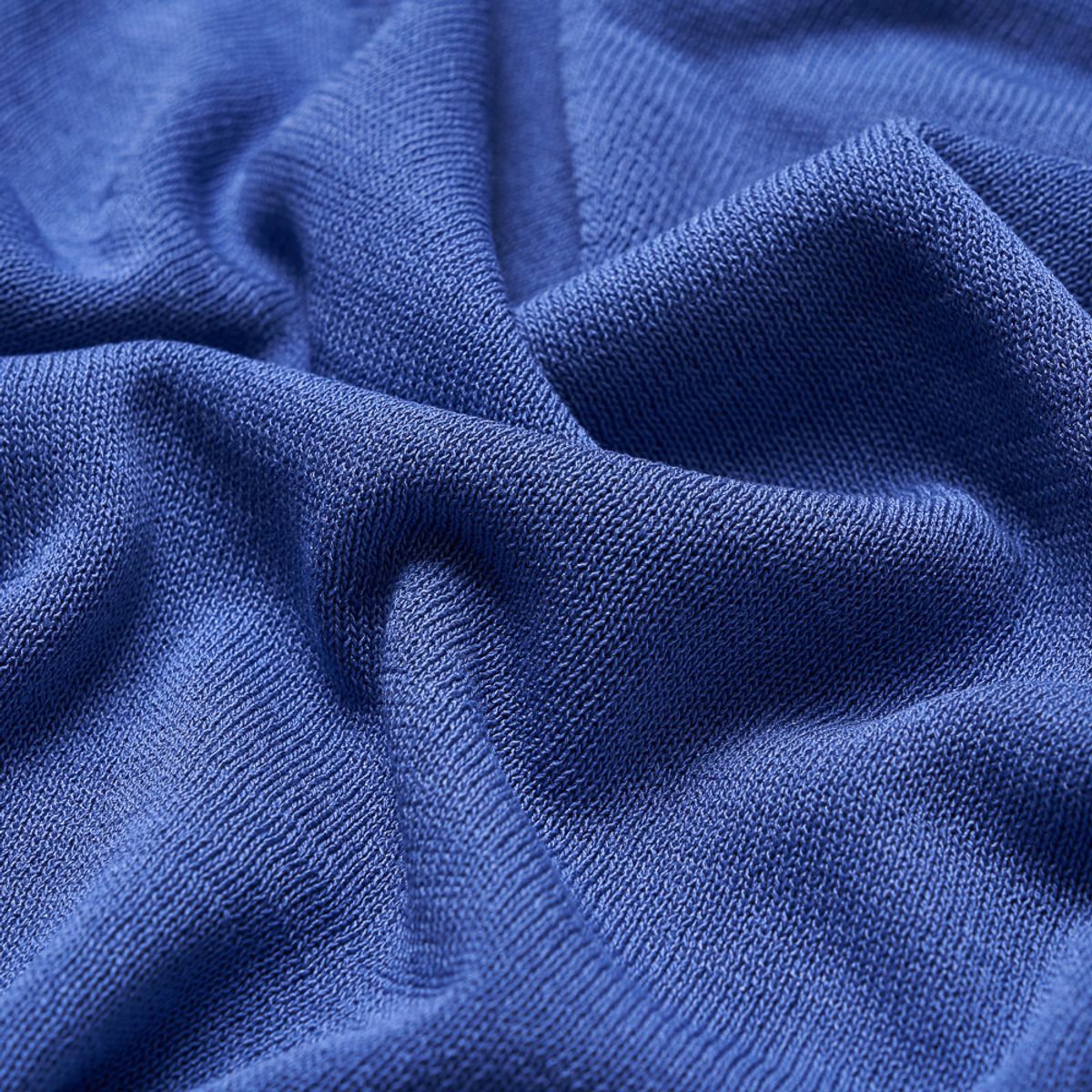 베르노(VERNO) [Casual] Linen like short sleeve round knit Blue