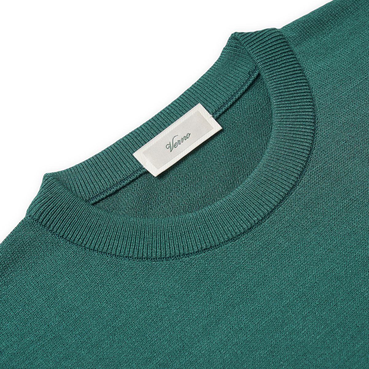 베르노(VERNO) [Casual] Linen like short sleeve round knit Green