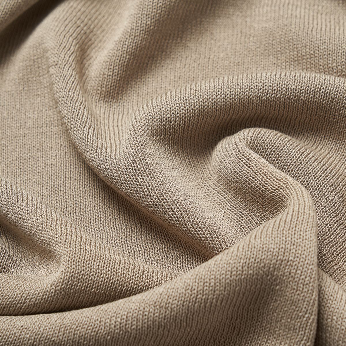 베르노(VERNO) [Casual] Linen like short sleeve round knit Khaki