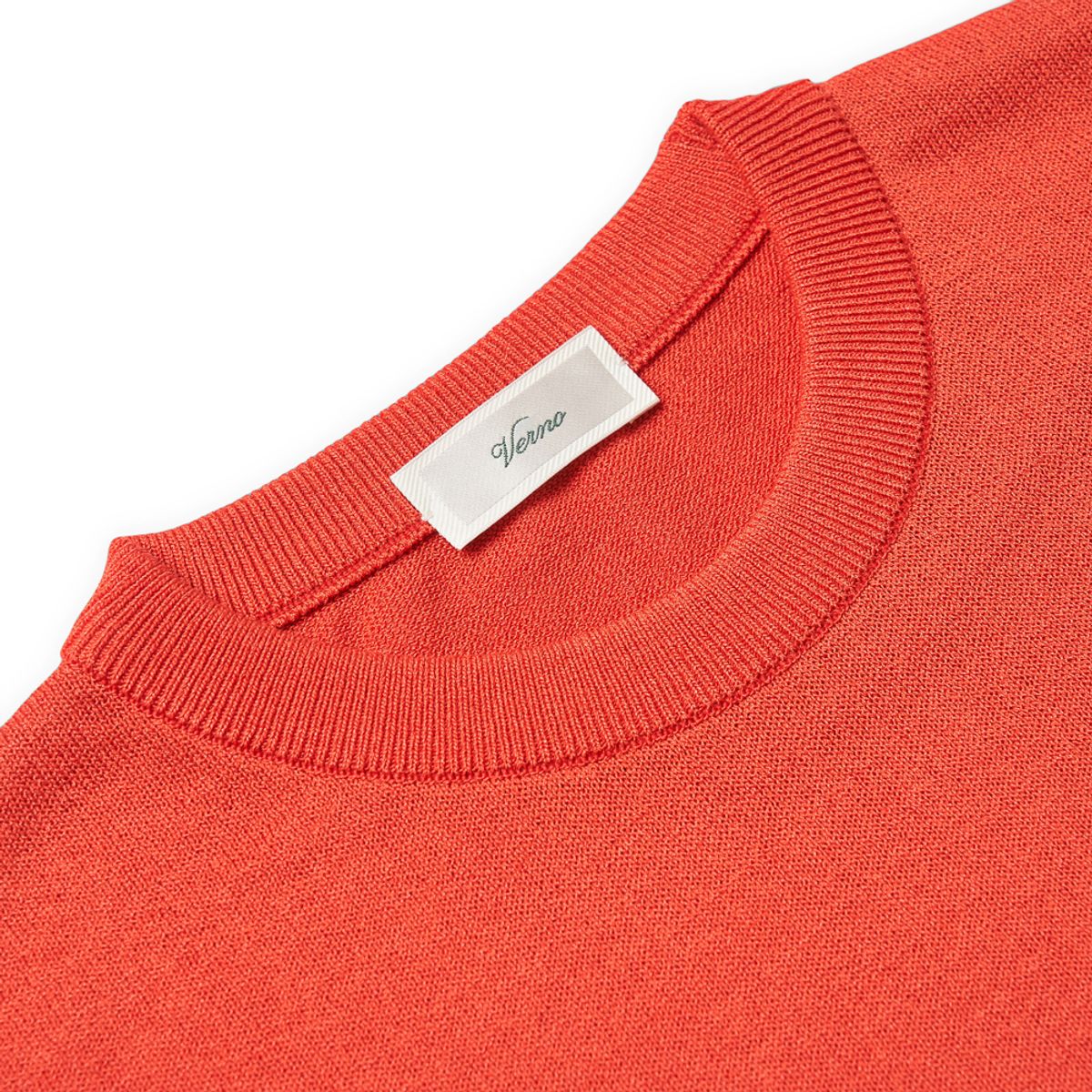 베르노(VERNO) [Casual] Linen like short sleeve round knit Orange