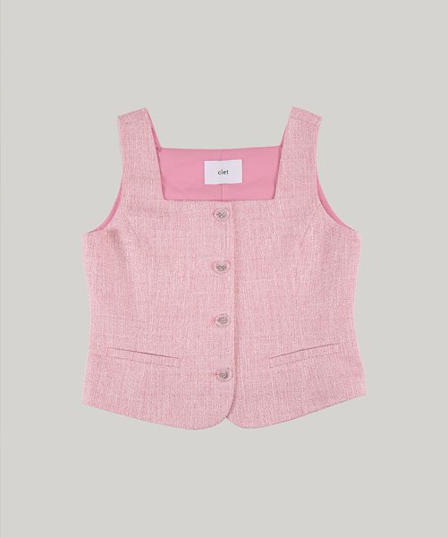 MUSINSA | CLET Tweed Vest (Pink)
