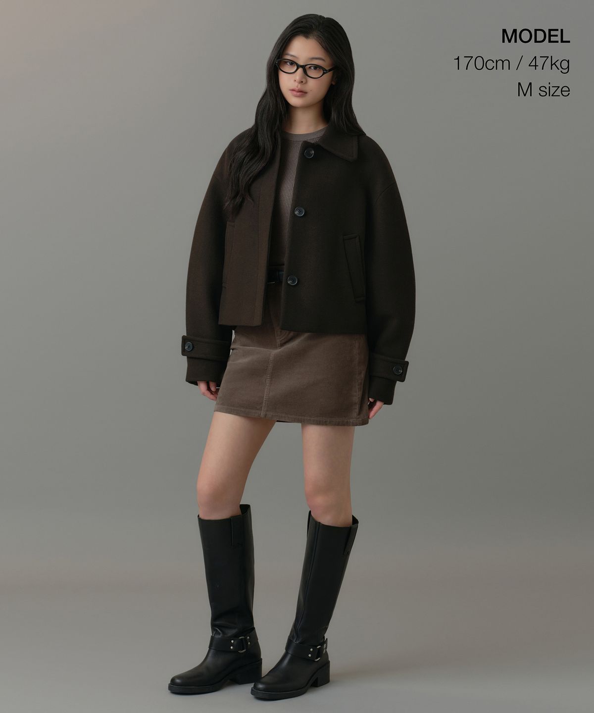 무신사 스탠다드 우먼(MUSINSA STANDARD WOMAN) 우먼즈 캐시미어 블렌드 쇼트 맥 코트 [다크 브라운]