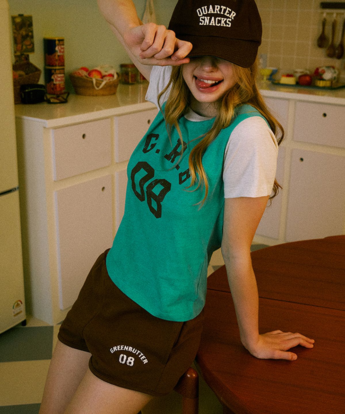 그린버터(GREENBUTTER) Under Pants Logo Banding Shorts (Brown)