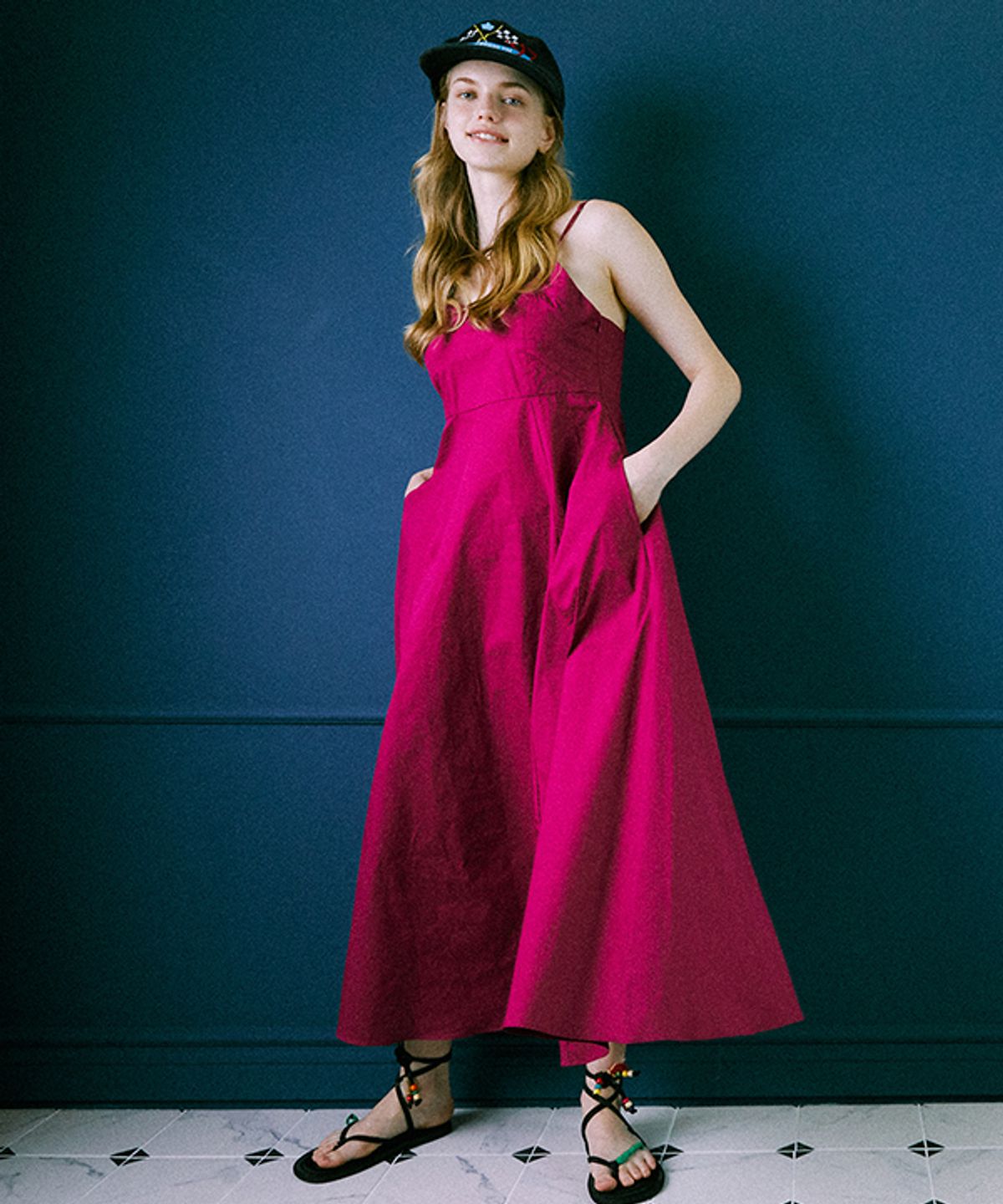 그린버터(GREENBUTTER) Silky Cotton Sleeveless dress (Plum)