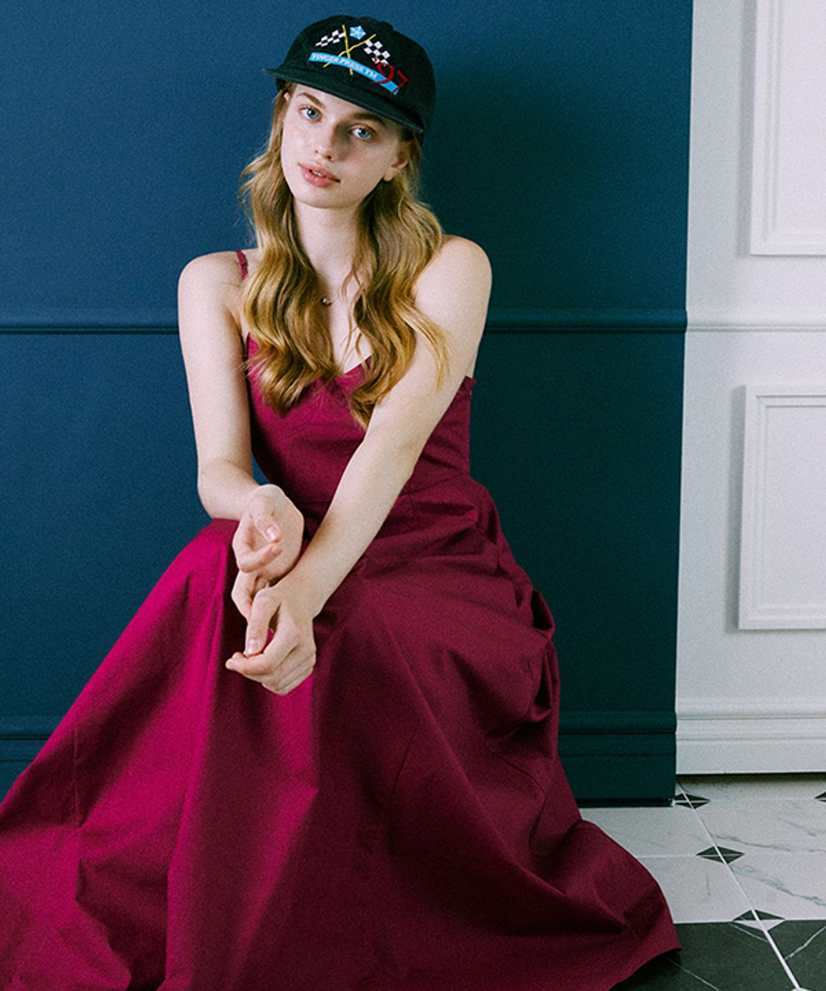 그린버터(GREENBUTTER) Silky Cotton Sleeveless dress (Plum)