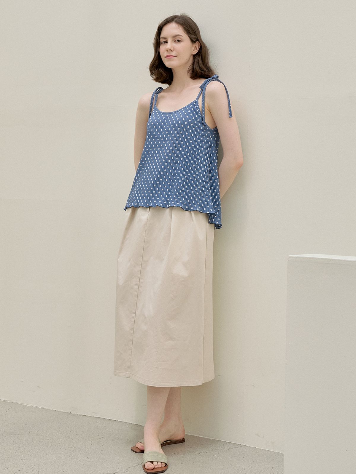 아방(AVANT-G) Dot Layered Sleeveless Top - BLUE