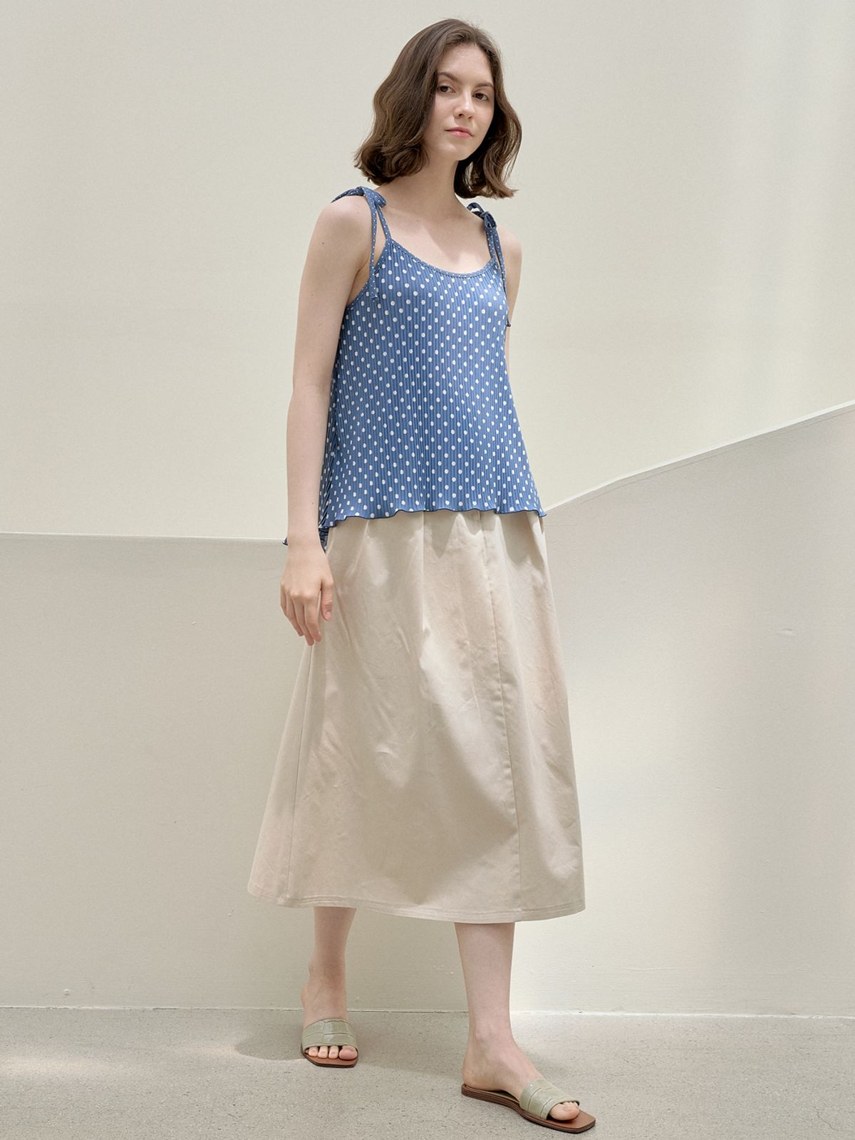 아방(AVANT-G) Dot Layered Sleeveless Top - BLUE