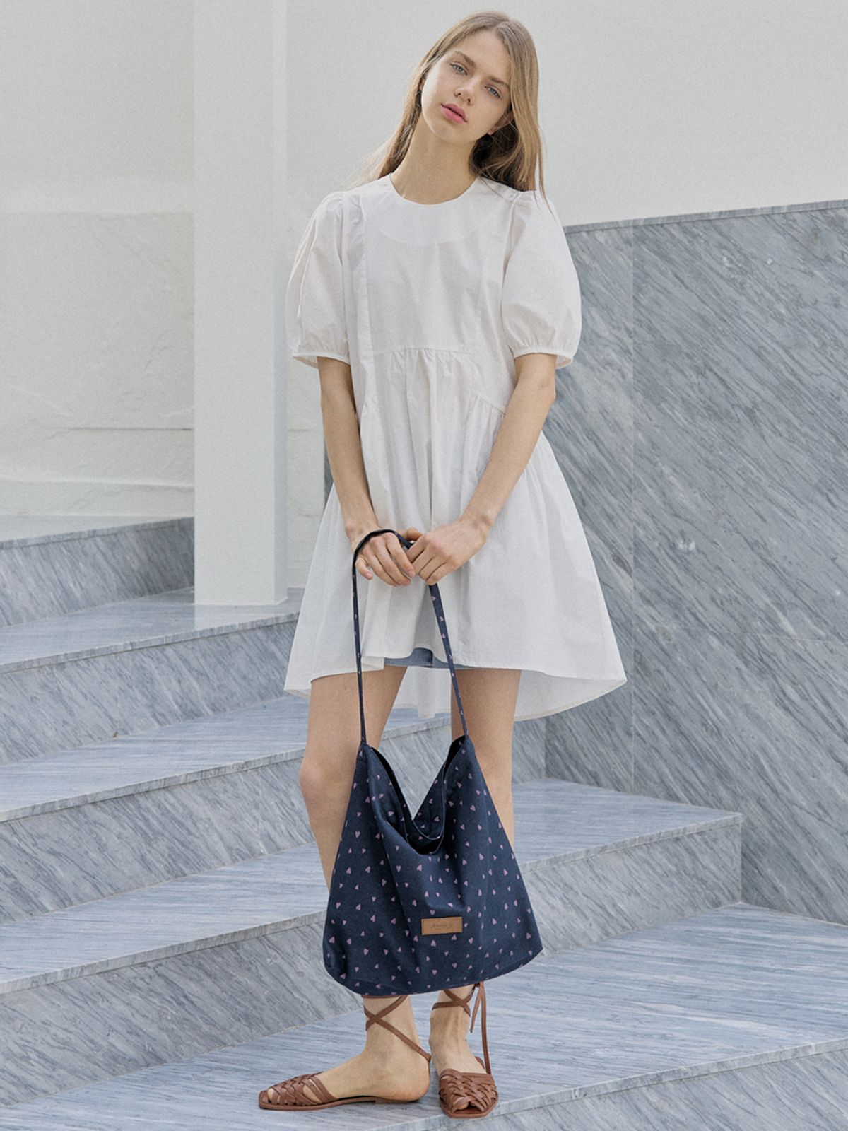 아방(AVANT-G) Puff Shirring Mini Dress - IVORY