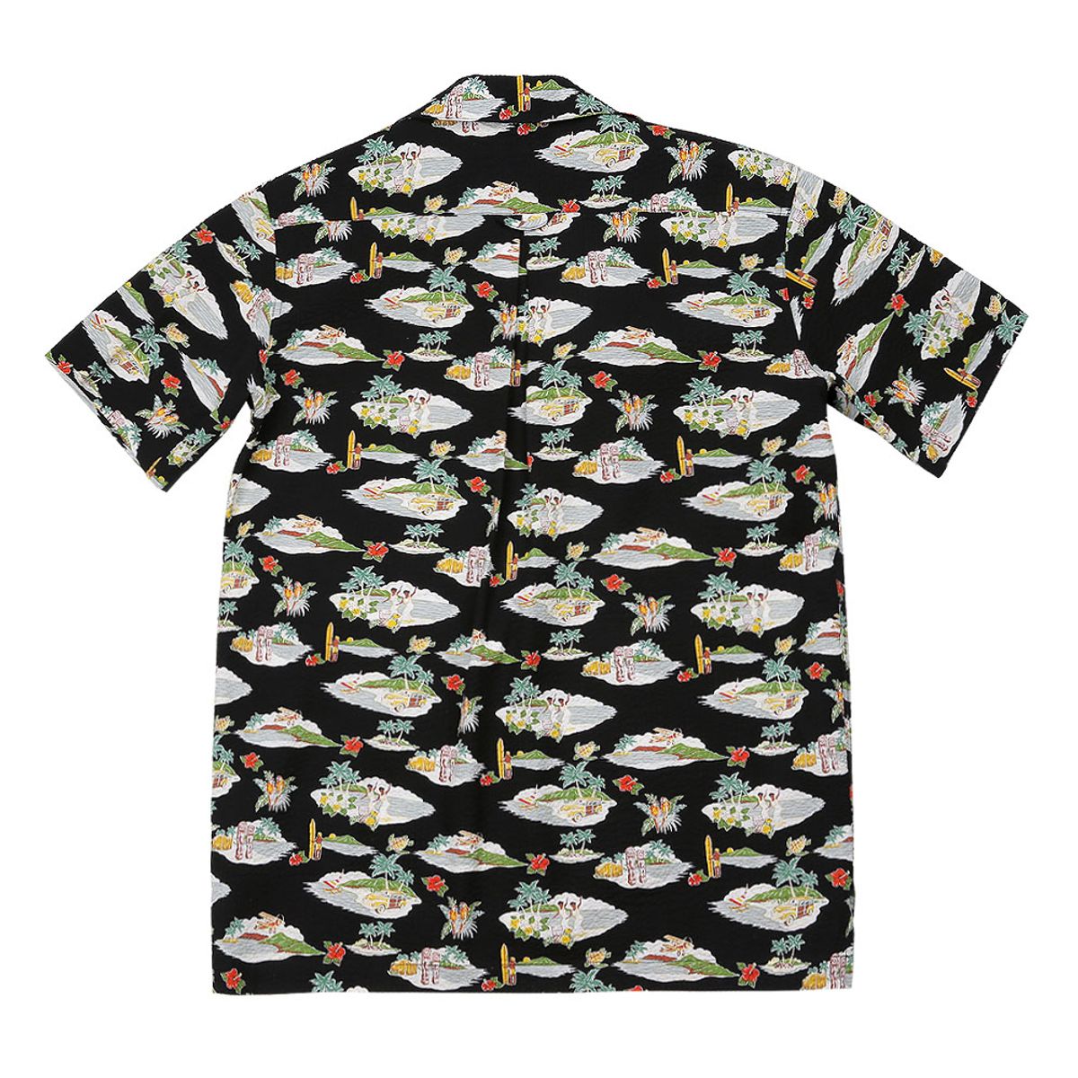 솔티(SORTIE) Cotton Seersucker Hawaiian Shirts (Black)