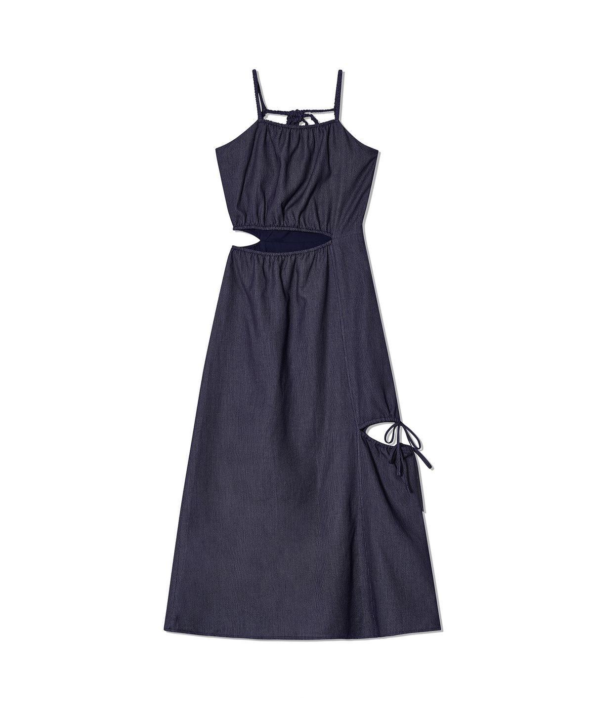 오아이오아이 컬렉션(OIOI COLLECTION) CUT-OUT SHIRRING DRESS [INDIGO]