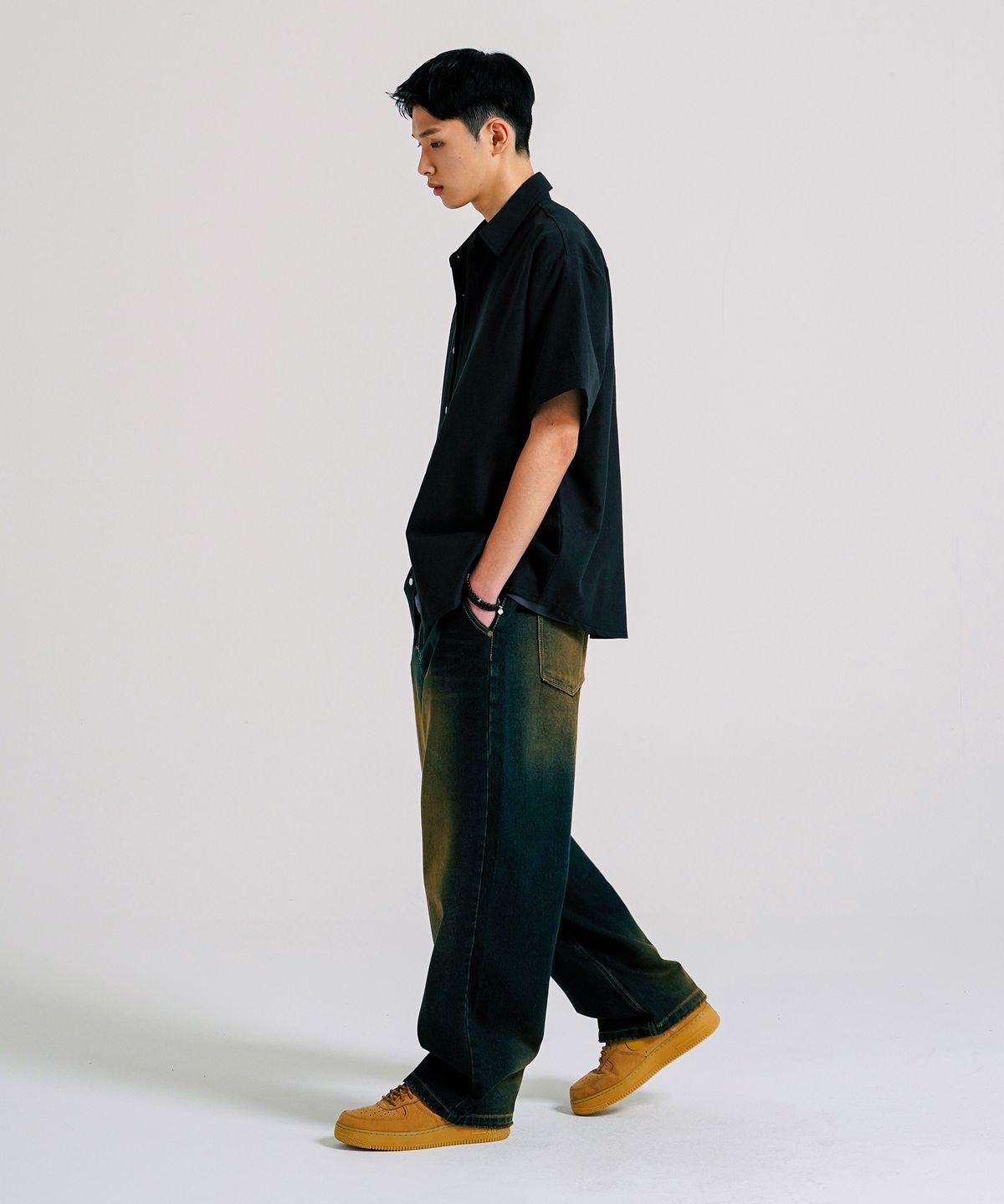 제멋(JEMUT) 씨티 옥스포드 하프셔츠 6종 블랙 KJSS2507