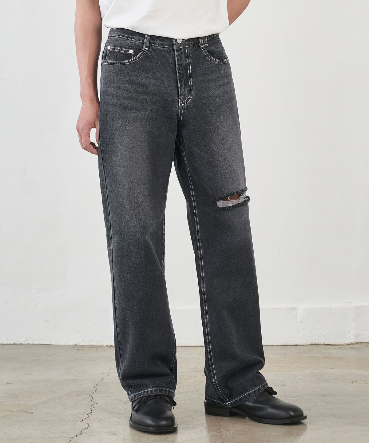 데케트(DECET) Dawn Semi Wide Jeans DCPT002CutBlack